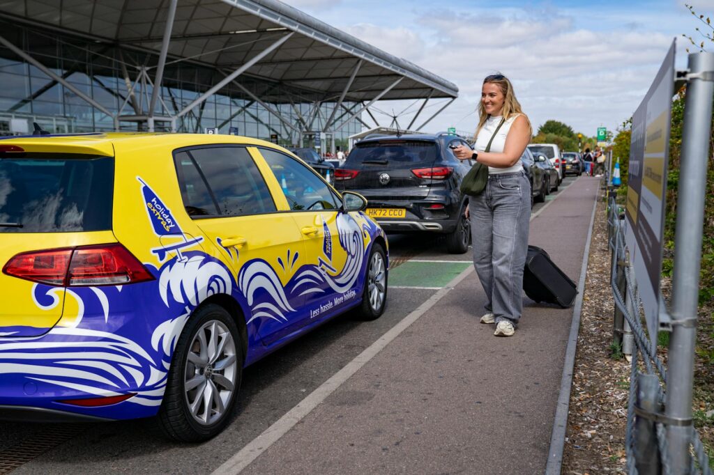 Cars parked at a UK airport long-stay car park