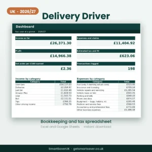UK Delivery Driver Tax Spreadsheet 2026/27 — preview 1
