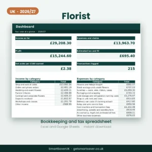 UK Florist Bookkeeping Spreadsheet 2026/27 — preview 1