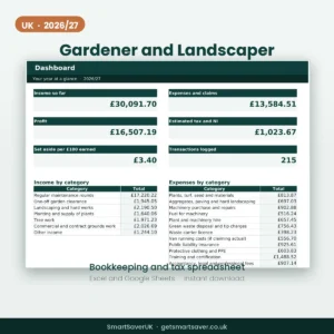 UK Gardener and Landscaper Accounts Spreadsheet 2026/27 — preview 1