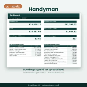 UK Handyman Bookkeeping Spreadsheet 2026/27 — preview 1