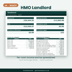 UK HMO Landlord Spreadsheet 2026/27 — preview 1