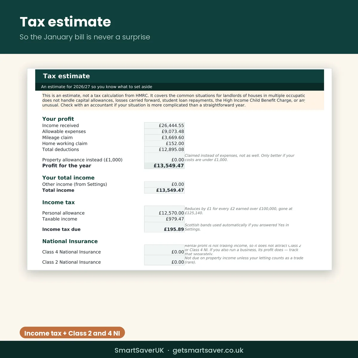 UK HMO Landlord Spreadsheet 2026/27 — preview 4