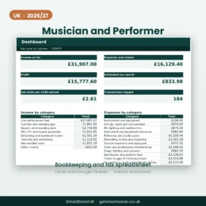UK Musician and Performer Tax Spreadsheet 2026/27 — preview 1