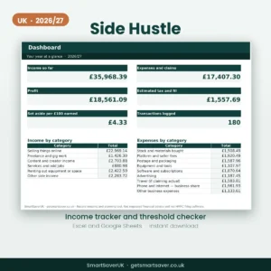 UK Side Hustle Tax Spreadsheet 2026/27 — preview 1
