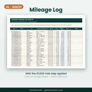UK Business Mileage Log 2026/27 — preview 1