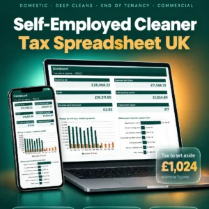 UK Self Employed Cleaner Income and Tax Spreadsheet 2026/27 - main image