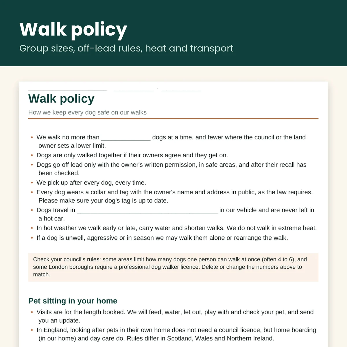 UK Dog Walker & Pet Sitter Business Toolkit