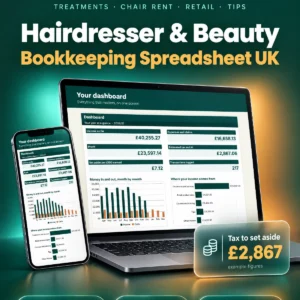 UK Hairdresser and Beauty Bookkeeping Spreadsheet 2026/27 - main image