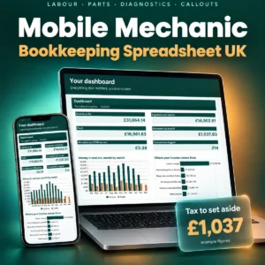 UK Mobile Mechanic Bookkeeping Spreadsheet 2026/27 - main image