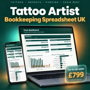 UK Tattoo Artist Bookkeeping Spreadsheet 2026/27 - main image